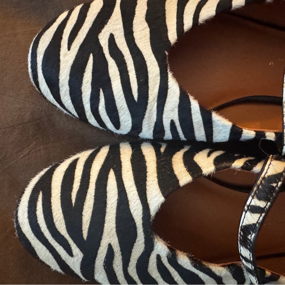 Zebra Print Flats with Buckle Strap